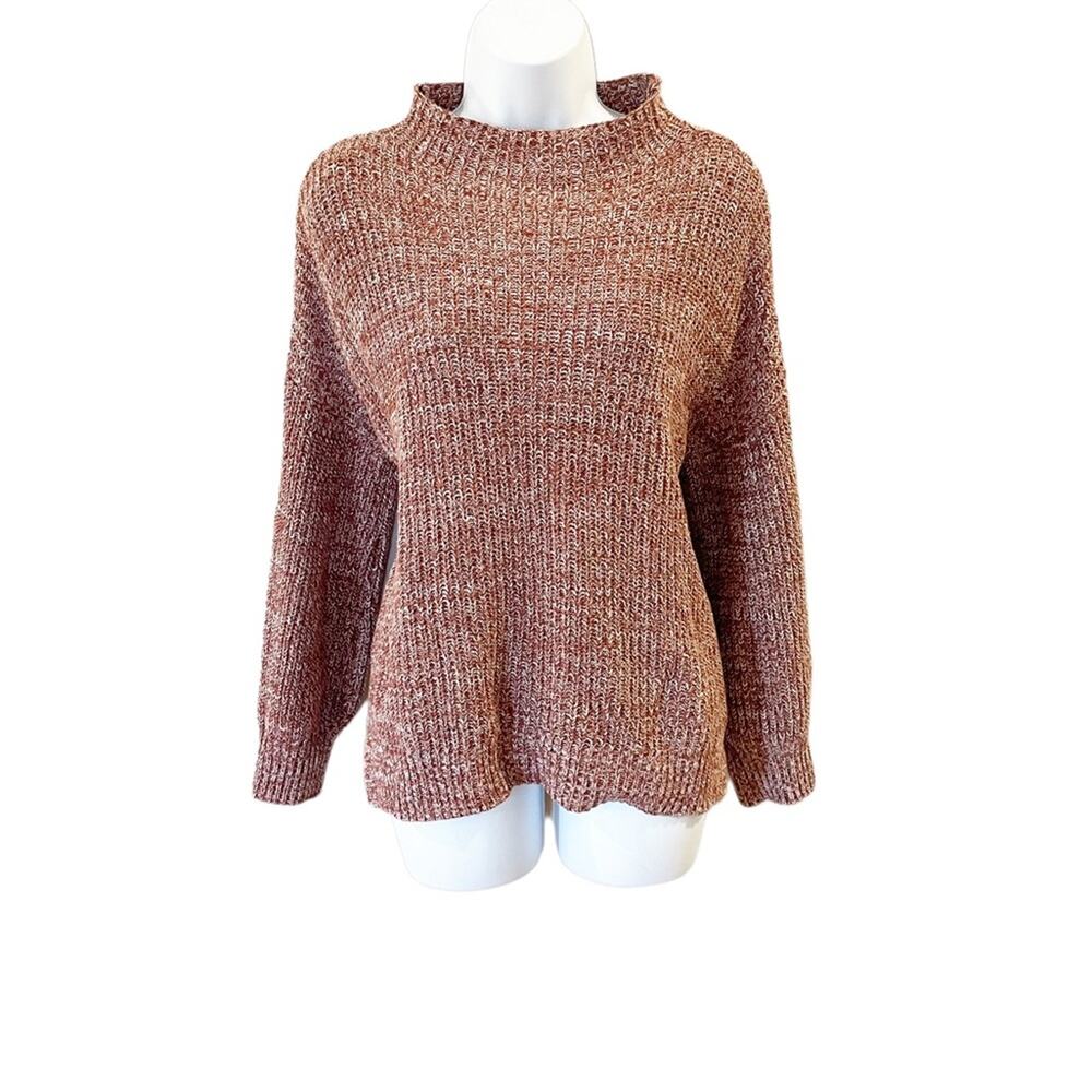 Cupcakes and Cashmere Marled Mock Neck Pullover Sweater 100% Cotton Size Small